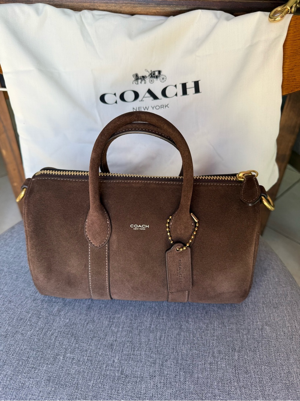 Coach Compass 25 Chocolate Suede - Style No. CFA51 - Picture 2 of 9